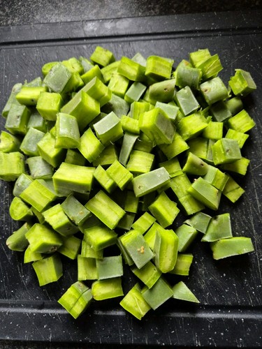 Opuntia pad prickly pear - prickly, cut